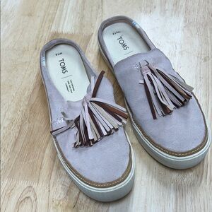 TOMS Women's Tassel Mules - Pink and Brown